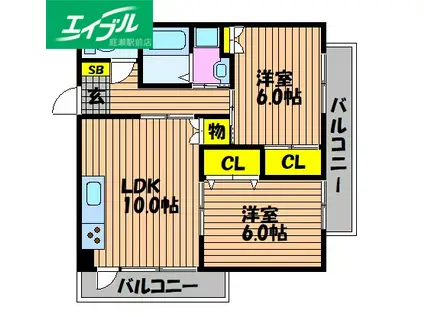 レジデンス齊藤II(2LDK/3階)の間取り写真