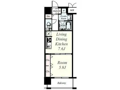 パトリス城東中央(1LDK/7階)の間取り写真