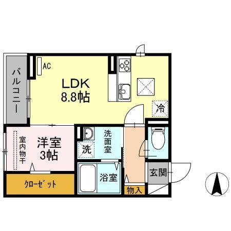D-ROOM志波町(1LDK/1階)の間取り写真
