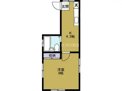 カームハイツ(1K/4階)の間取り写真