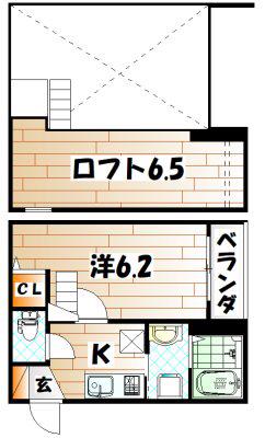 ソフィアHJ II(1K/2階)の間取り写真