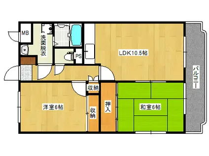 クレール北町(2LDK/1階)の間取り写真