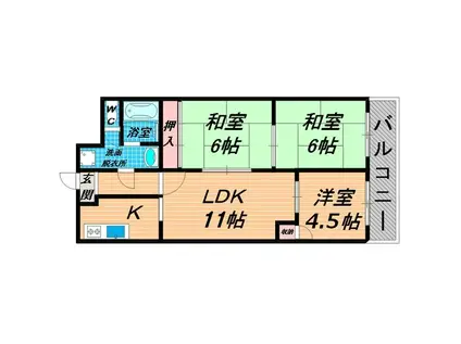 ハイライフ柴田(3LDK/1階)の間取り写真