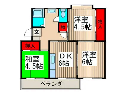 牧の原団地10号棟(3DK/5階)の間取り写真
