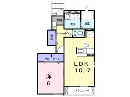 ヴェル ドミール(1LDK/1階)の間取り写真