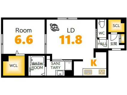モントレゾール(1LDK/2階)の間取り写真