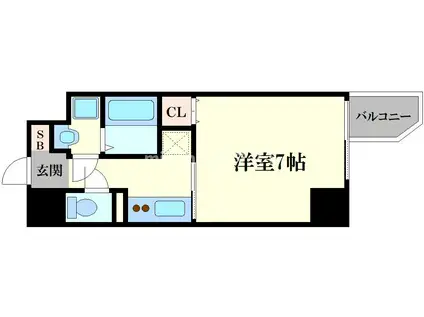 エスリード福島ラグジェ(1K/4階)の間取り写真