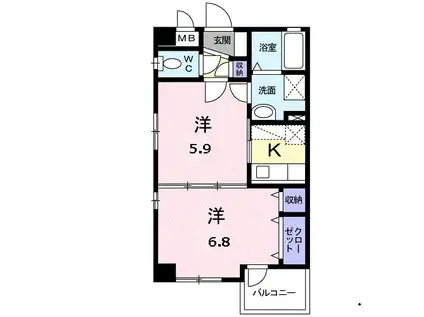 パレ・ソレイユB(2K/3階)の間取り写真