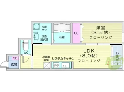 RS RESIDENCE2(1LDK/1階)の間取り写真