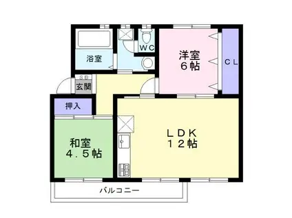 新金岡第220棟(2LDK/4階)の間取り写真