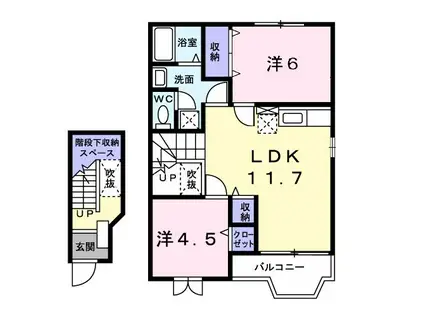 ミラドールI(2LDK/2階)の間取り写真