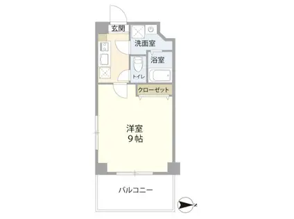 パークサイド芝(1K/6階)の間取り写真