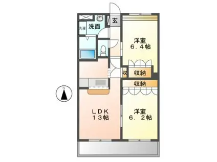 フォレブルー(2LDK/1階)の間取り写真