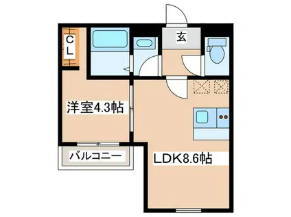 菅北浦共同(1LDK/3階)の間取り写真