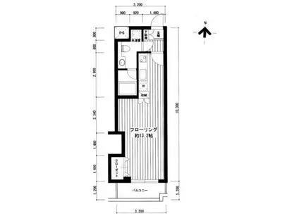 広尾レジデンスA棟(ワンルーム/2階)の間取り写真
