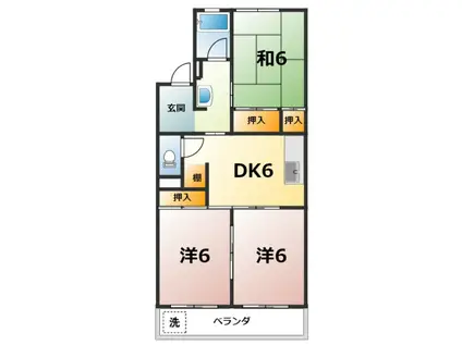 雁ヶ音マンション(3DK/3階)の間取り写真