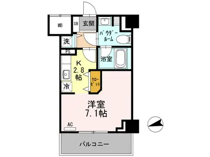 プレコート上鳥羽(ワンルーム/3階)の間取り写真