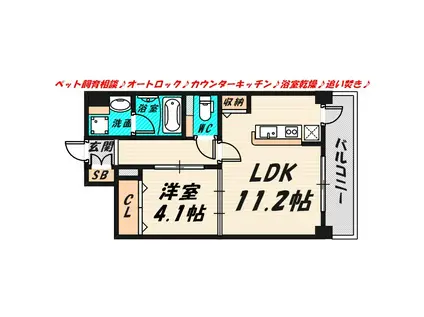 レジデンスミワ(1LDK/1階)の間取り写真