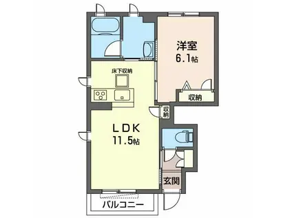 ヴィアソーレ(1LDK/1階)の間取り写真