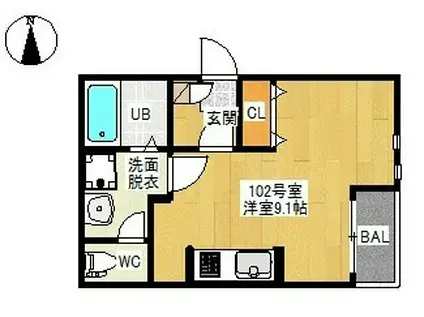 GRANDTIC尼ケ坂(ワンルーム/2階)の間取り写真