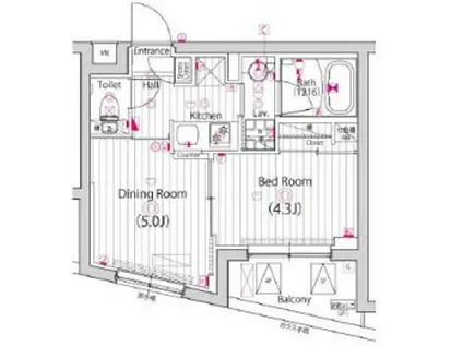 ガーラ上板橋グランドステージ(1DK/4階)の間取り写真