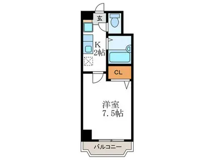 リバーロード高野(1K/1階)の間取り写真