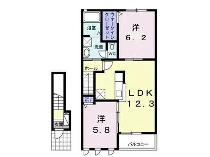 コリエンテ I(2LDK/2階)の間取り写真