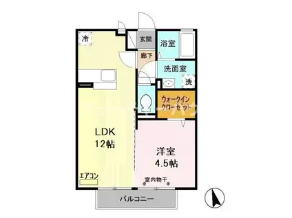 MヒルズI(1LDK/2階)の間取り写真