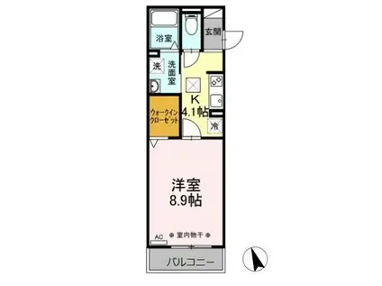 D-HILLS山下(1K/1階)の間取り写真