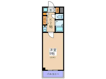 兎我野町聚楽マンション(1K/3階)の間取り写真
