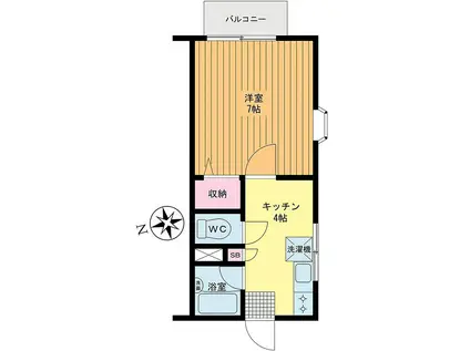 コージー・ルームズ(1K/2階)の間取り写真