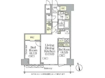 ザパークハビオ神楽坂レジデンスサウスザパークハビオ神楽坂レジデ(2LDK/10階)の間取り写真