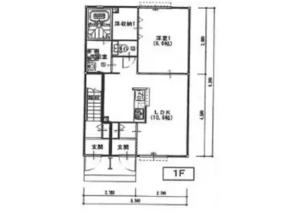 プリミエールかがやきの丘(1LDK/1階)の間取り写真