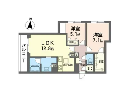 ル ヴァン フレ(2LDK/1階)の間取り写真