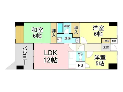ベルデェ守恒(3LDK/4階)の間取り写真
