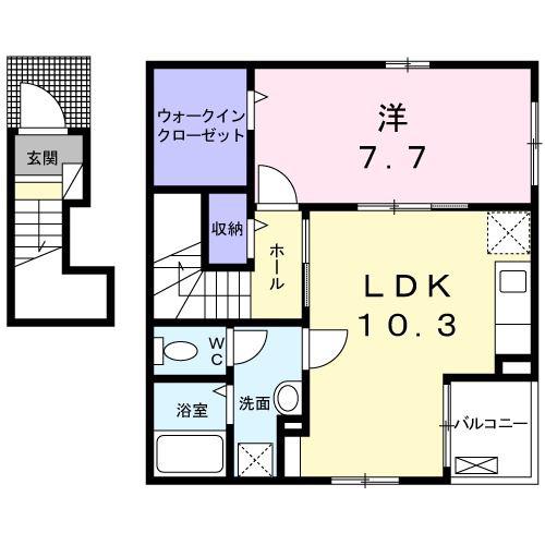 グラン フェリシア(1LDK/2階)の間取り写真