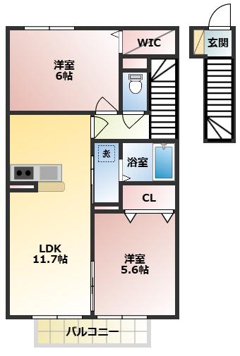 サン・メゾン(2LDK/2階)の間取り写真