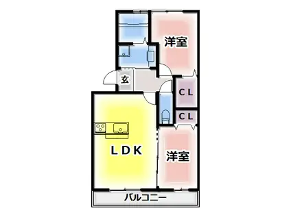 シャルマン(2LDK/1階)の間取り写真