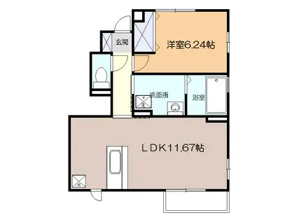 カリーノカーサII(1LDK/1階)の間取り写真