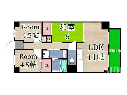 ブリランテ鶴見(3LDK/3階)の間取り写真