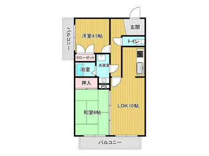 井尻4丁目ヴィレッジ(2LDK/4階)の間取り写真