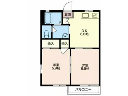 ハイツナガツカ(2DK/2階)の間取り写真