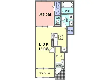 サニーセトル拾弐号館(1LDK/1階)の間取り写真