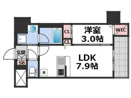 コンフォリア・リヴ北浜高麗橋(1DK/15階)の間取り写真