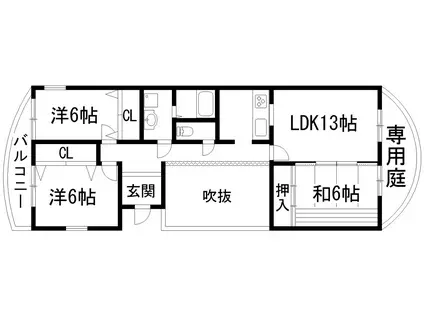 旭丘プラザ(3LDK/1階)の間取り写真