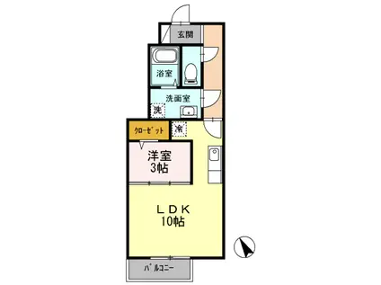 シーゲート八王子(1LDK/1階)の間取り写真