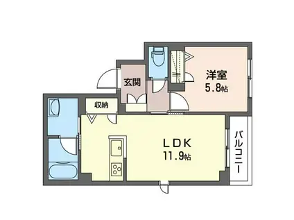 エクセラ中野坂上(1LDK/3階)の間取り写真