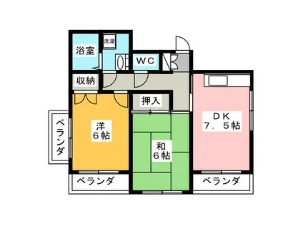 ビルフォーレ林(2DK/3階)の間取り写真