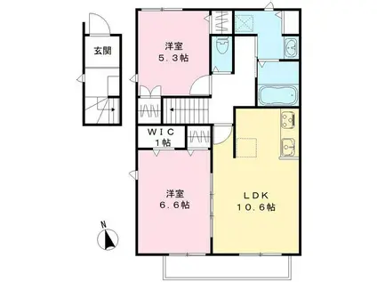エスポワールB(2LDK/2階)の間取り写真