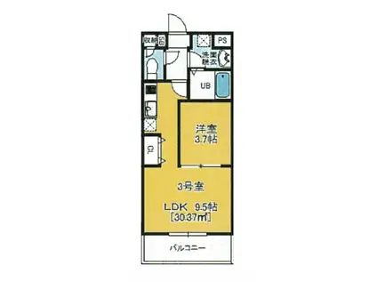 幕張 THE SUITE(1LDK/2階)の間取り写真